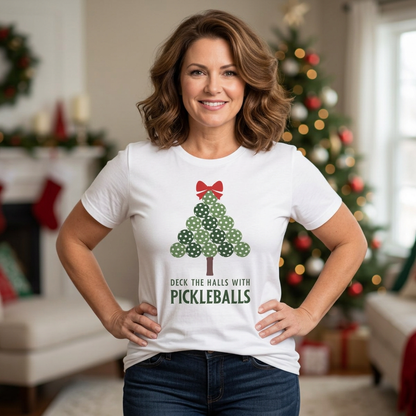 Deck The Halls With Pickleballs Tree Unisex Tee