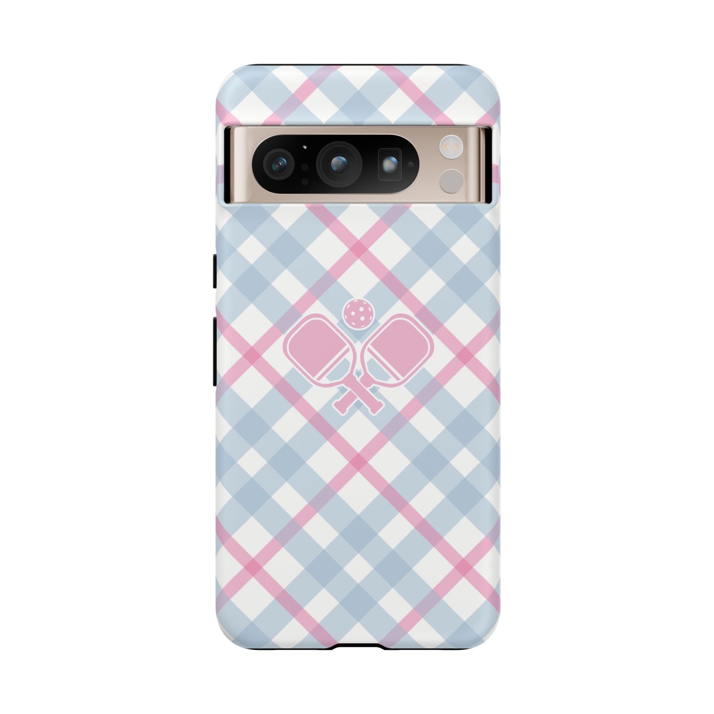 Pink & Blue Plaid Pickleball Phone Case