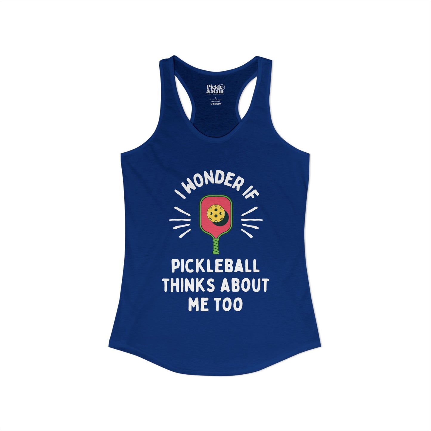I Wonder If Pickleball Thinks About Me Too Women's Racerback Tank