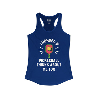 I Wonder If Pickleball Thinks About Me Too Women's Racerback Tank