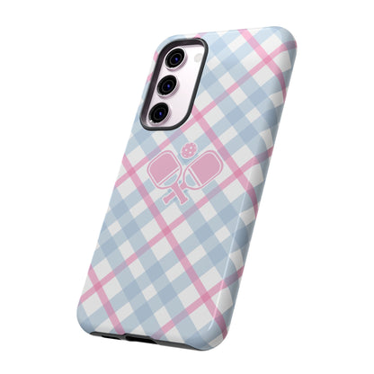 Pink & Blue Plaid Pickleball Phone Case