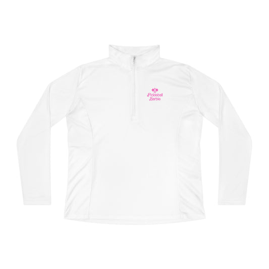 Pickleball Barbie Crossed Paddles Women's Quarter-Zip Performance Pullover