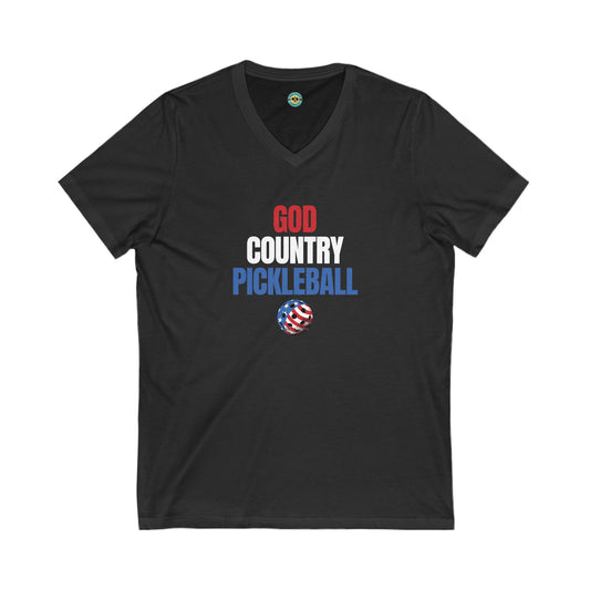 God Country Pickleball Unisex V-neck Tee