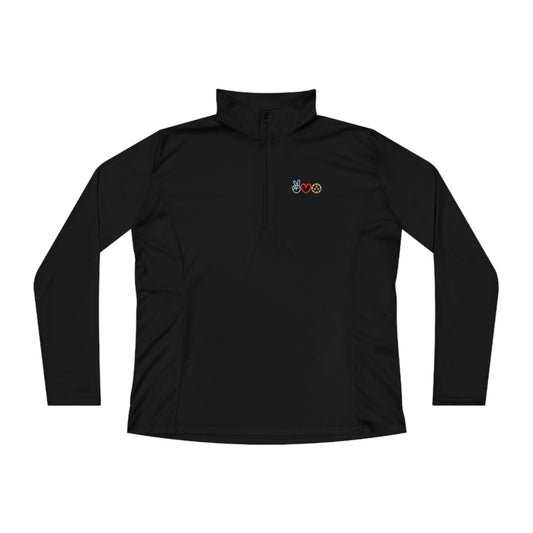Peace Love Pickleball Outline Women's Quarter-Zip Performance Pullover