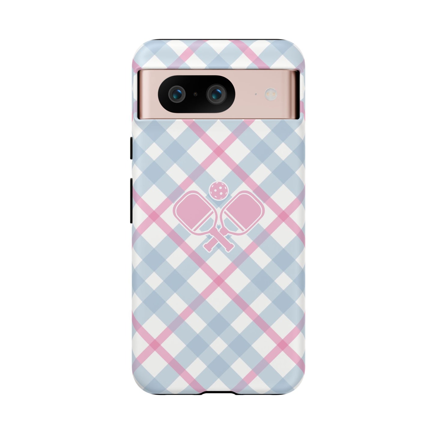 Pink & Blue Plaid Pickleball Phone Case