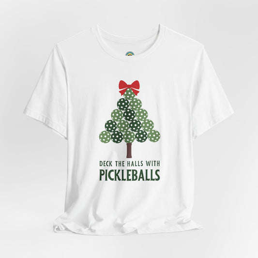 Deck The Halls With Pickleballs Tree Unisex Tee