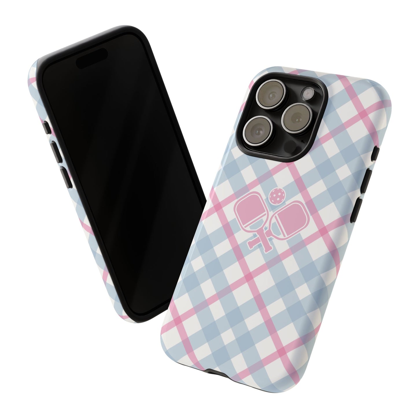 Pink & Blue Plaid Pickleball Phone Case