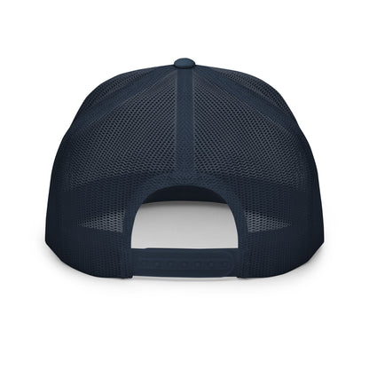 Upside Down Pickle Embroidered Trucker Hat - White Letters/Navy Outline