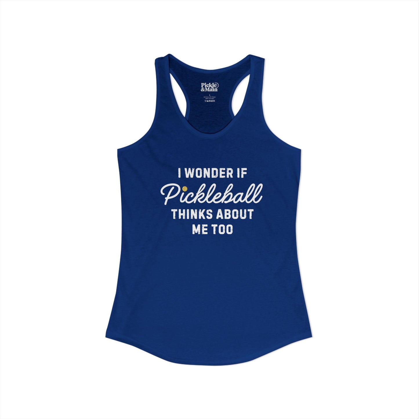I Wonder If Pickleball Thinks About Me Too v2 Women's Racerback Tank