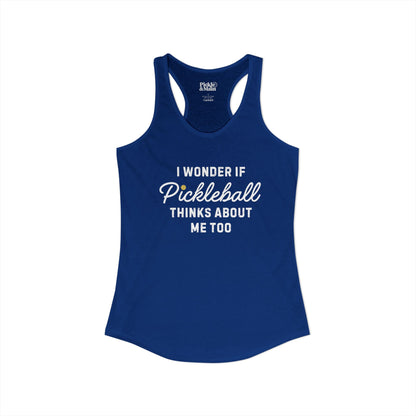 I Wonder If Pickleball Thinks About Me Too v2 Women's Racerback Tank