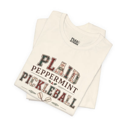 Plaid Peppermint & Pickleball Unisex Pickleball T-shirt
