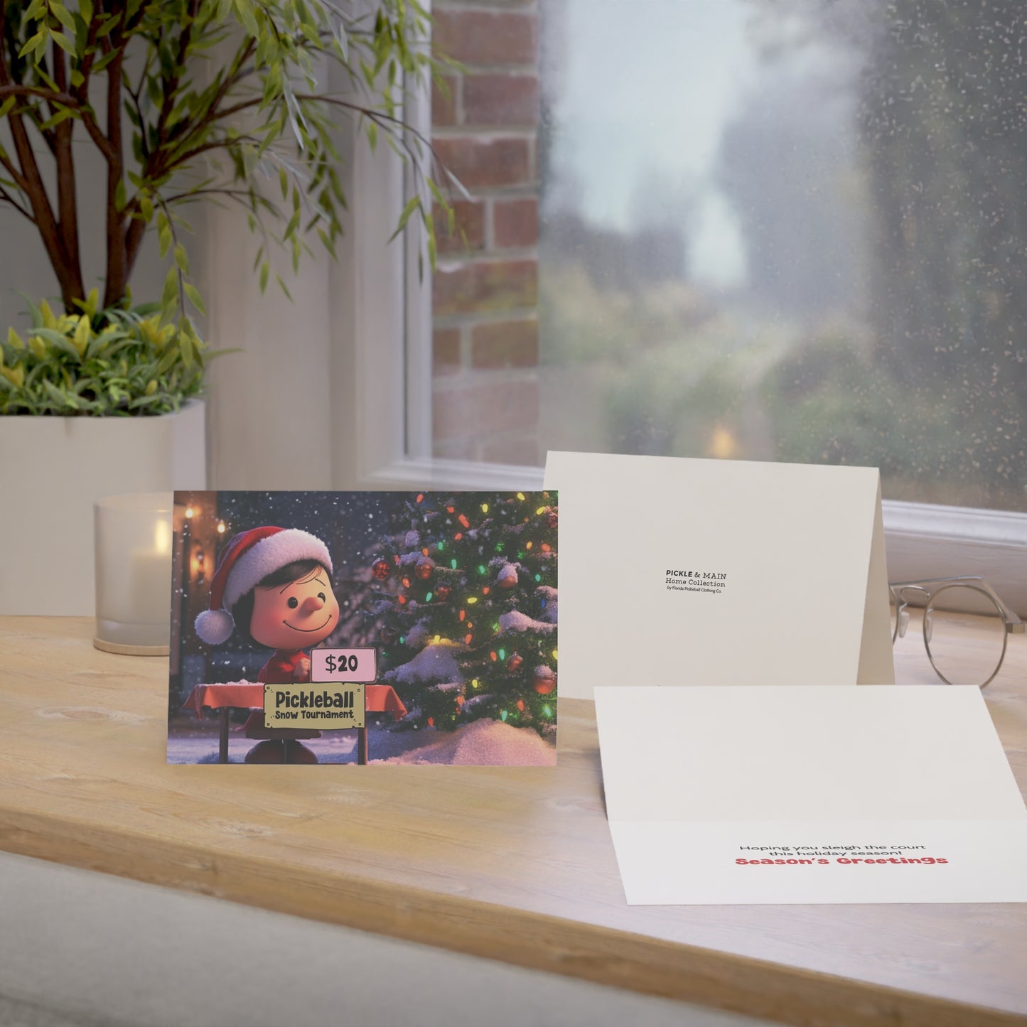 Pickleball Snow Tournament Holiday Cards