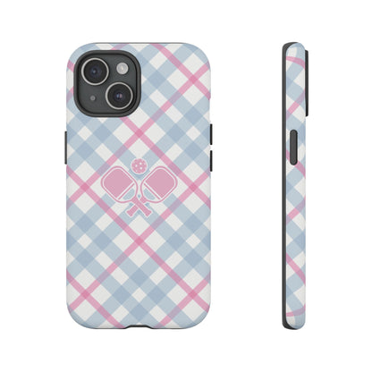Pink & Blue Plaid Pickleball Phone Case