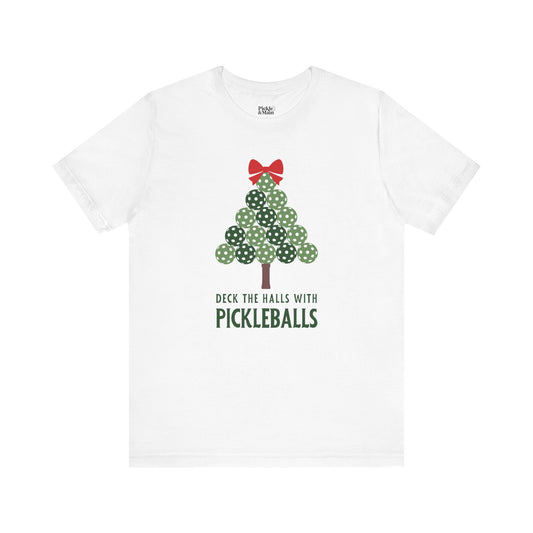 Deck The Halls With Pickleballs Tree Unisex Tee