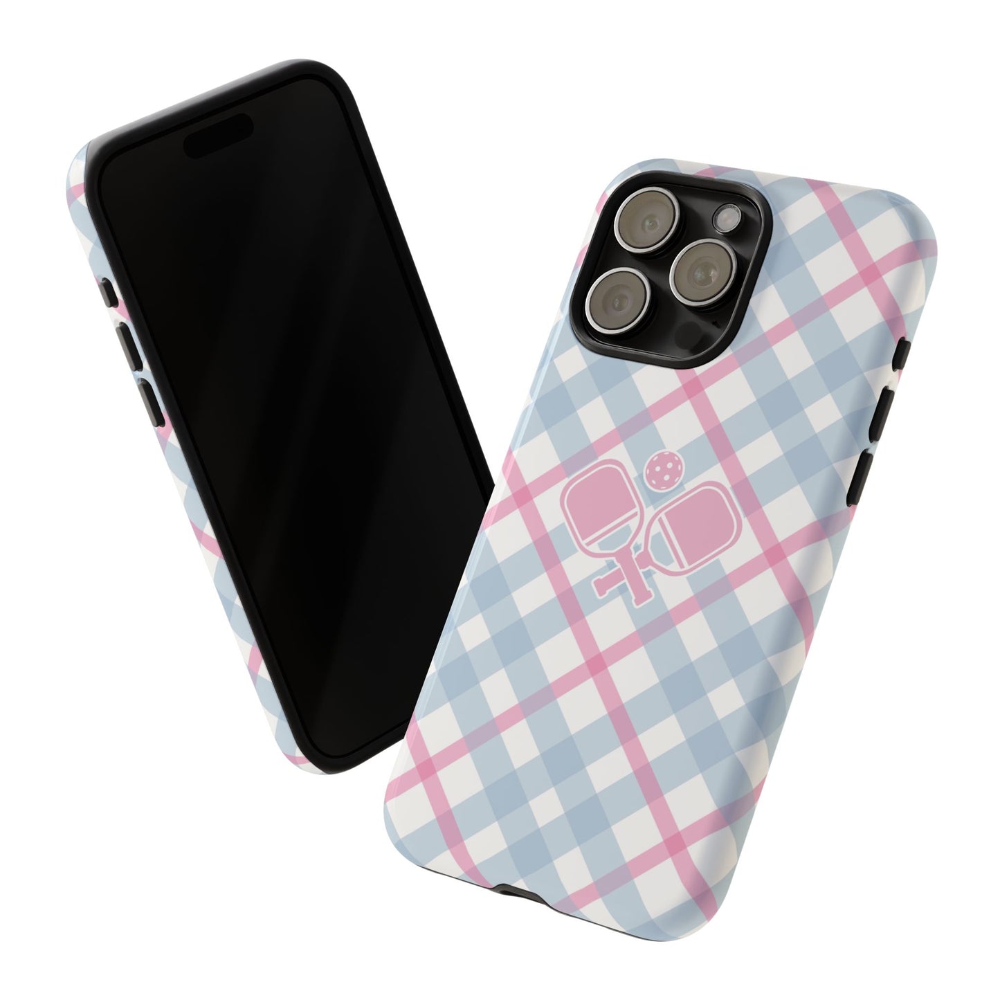 Pink & Blue Plaid Pickleball Phone Case