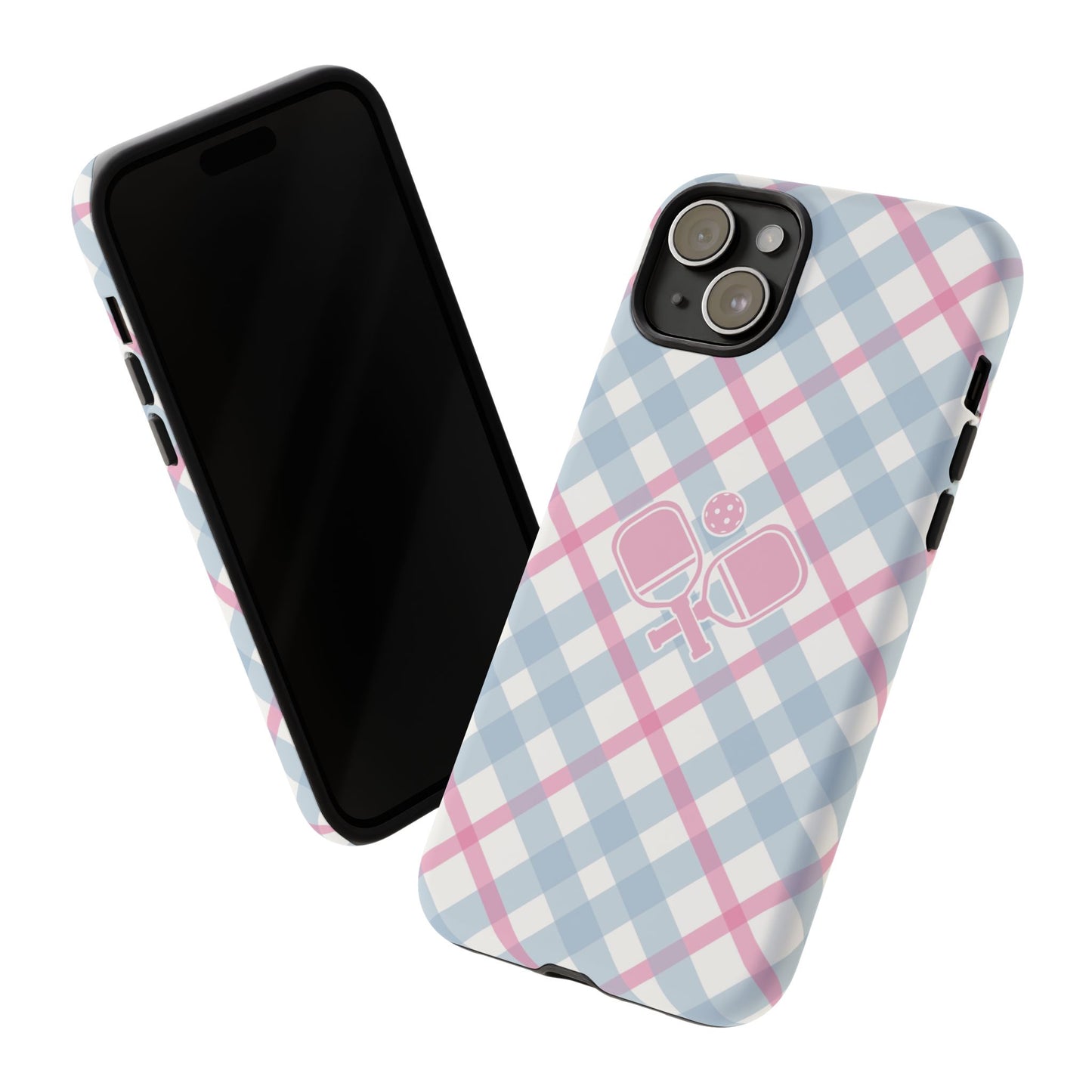 Pink & Blue Plaid Pickleball Phone Case
