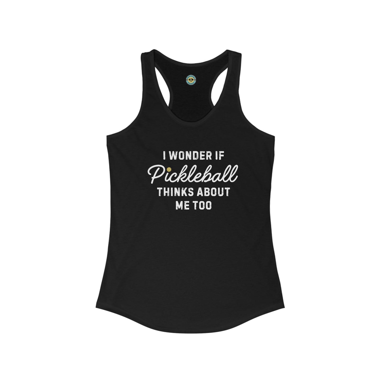 I Wonder If Pickleball Thinks About Me Too v2 Women's Racerback Tank