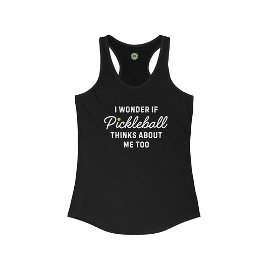 I Wonder If Pickleball Thinks About Me Too v2 Women's Racerback Tank