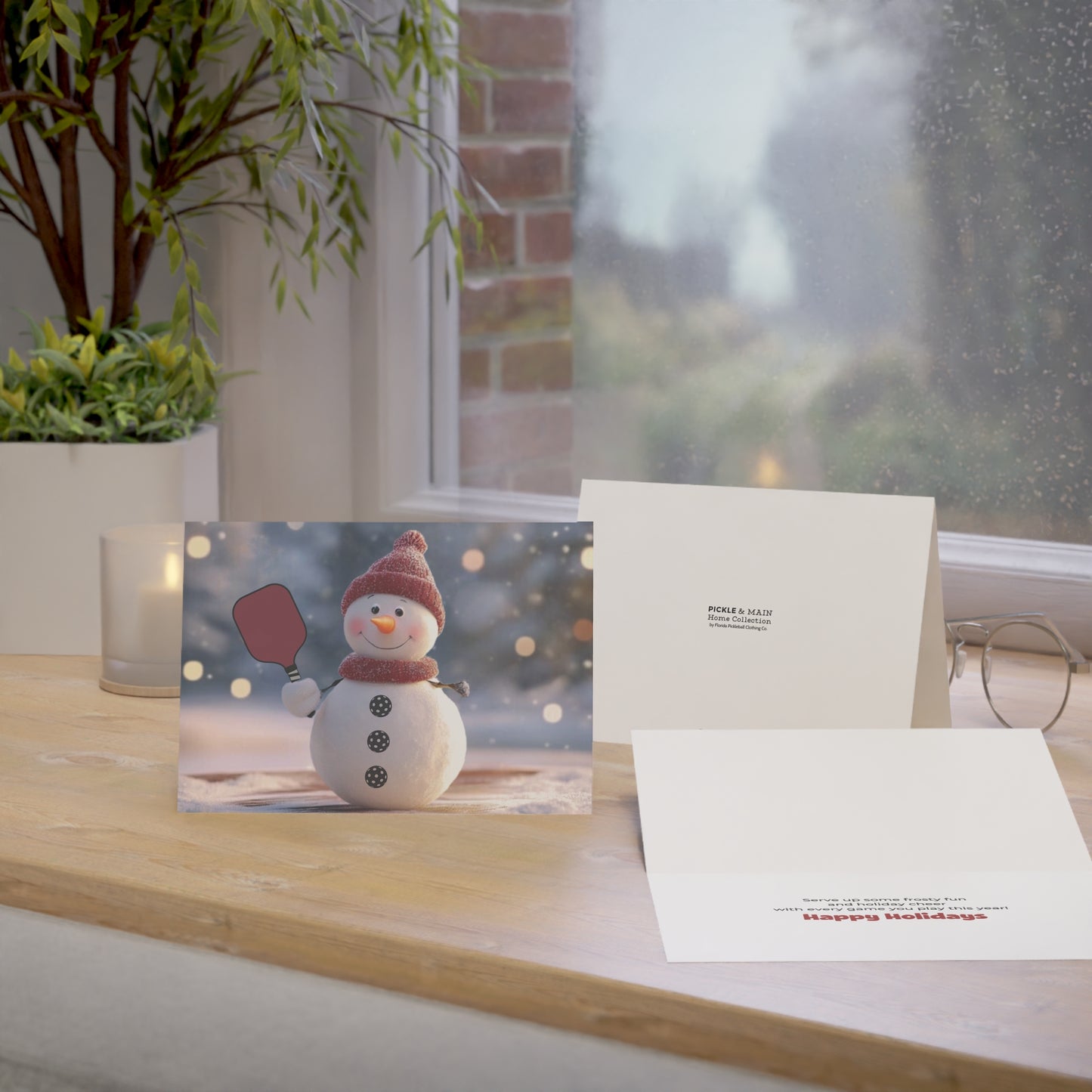 Pickleball Snowman Holiday Cards