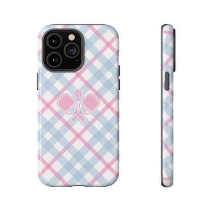 Pink & Blue Plaid Pickleball Phone Case
