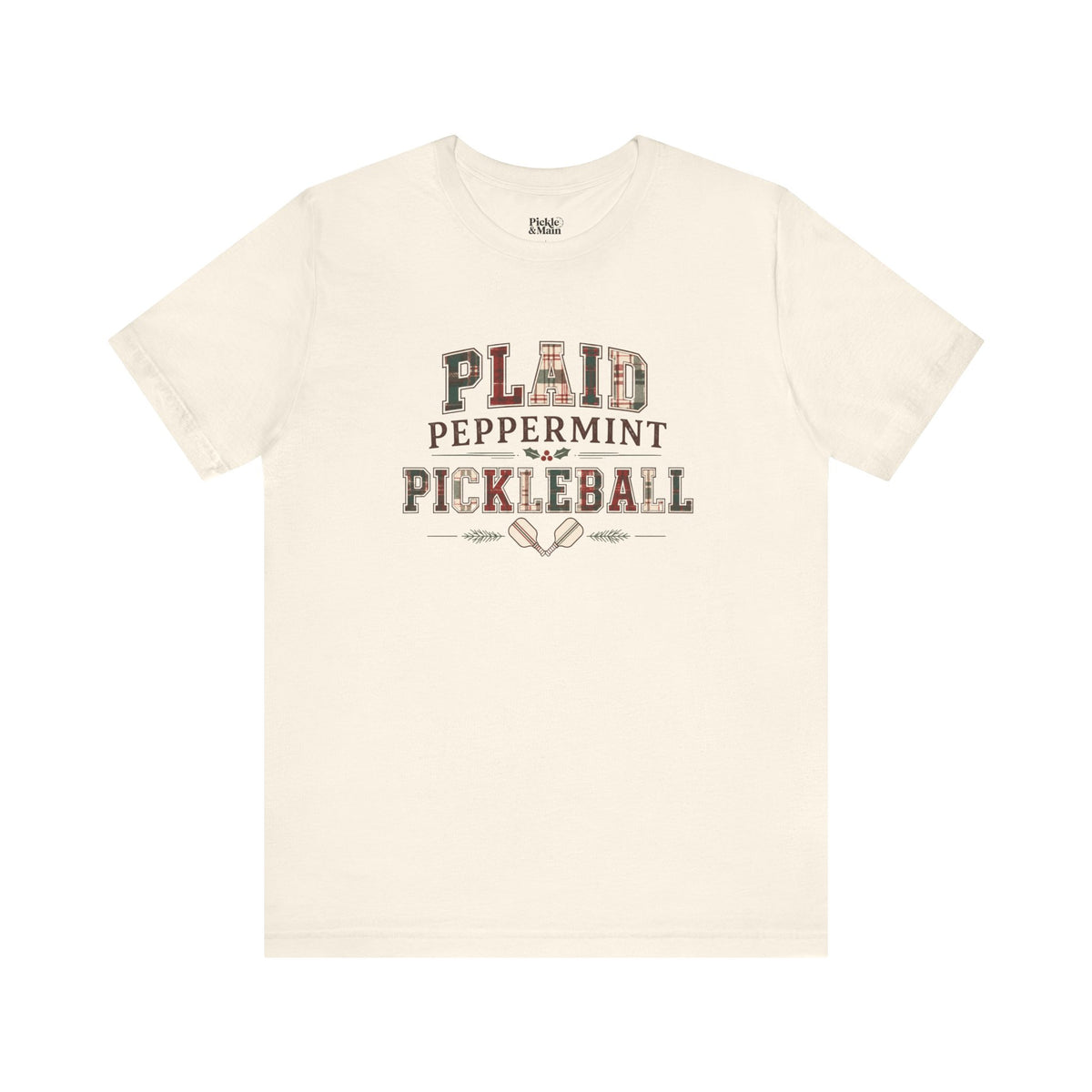 Plaid Peppermint & Pickleball Unisex Pickleball T-shirt