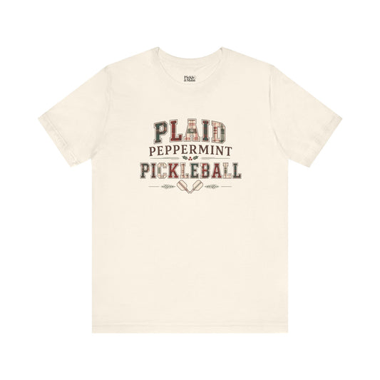 Plaid Peppermint & Pickleball Unisex Pickleball T-shirt