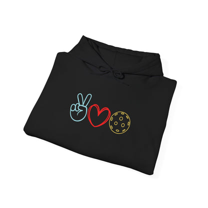 Peace Love Pickleball Symbols Unisex Hoodie