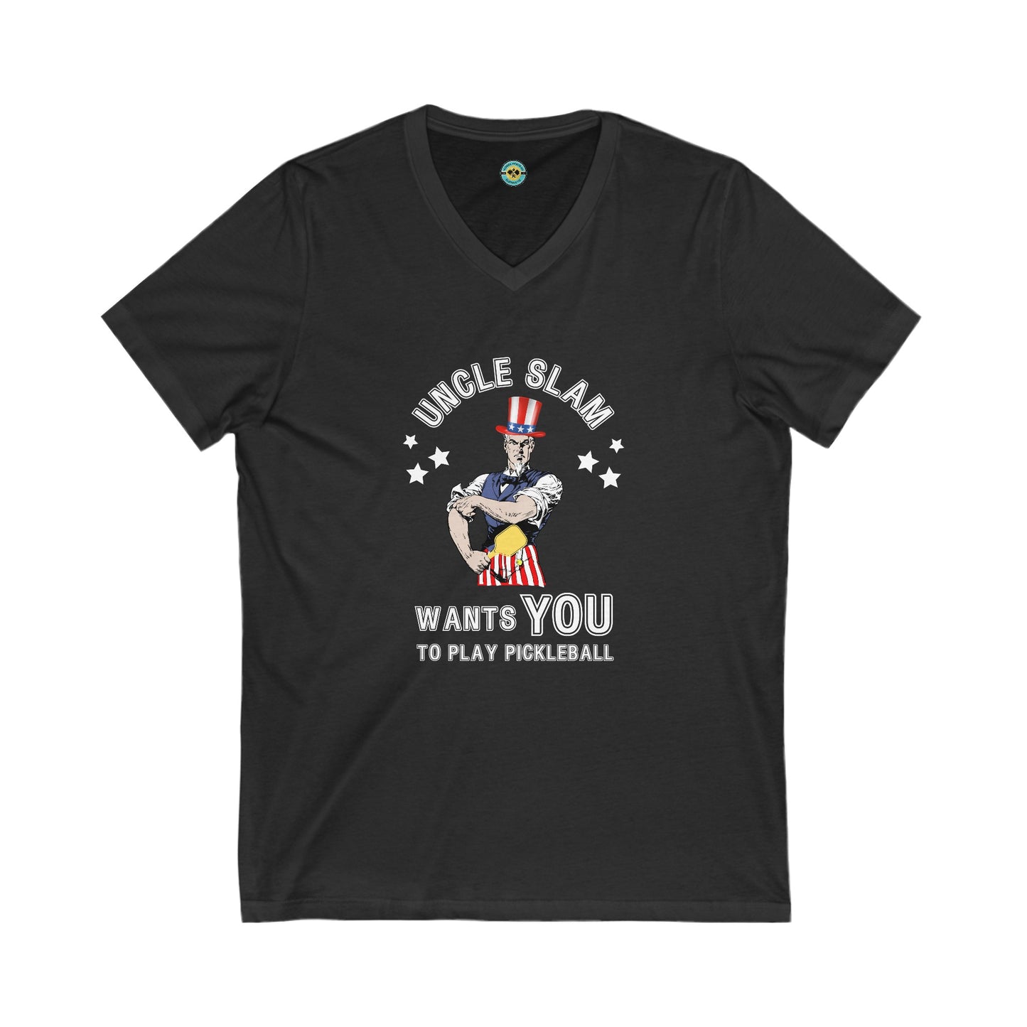 Uncle Slam Wants You to Play Pickleball Unisex V-neck Tee
