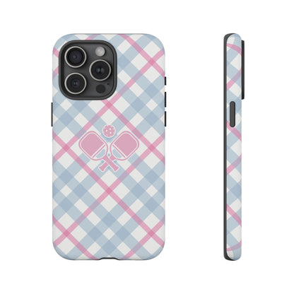 Pink & Blue Plaid Pickleball Phone Case