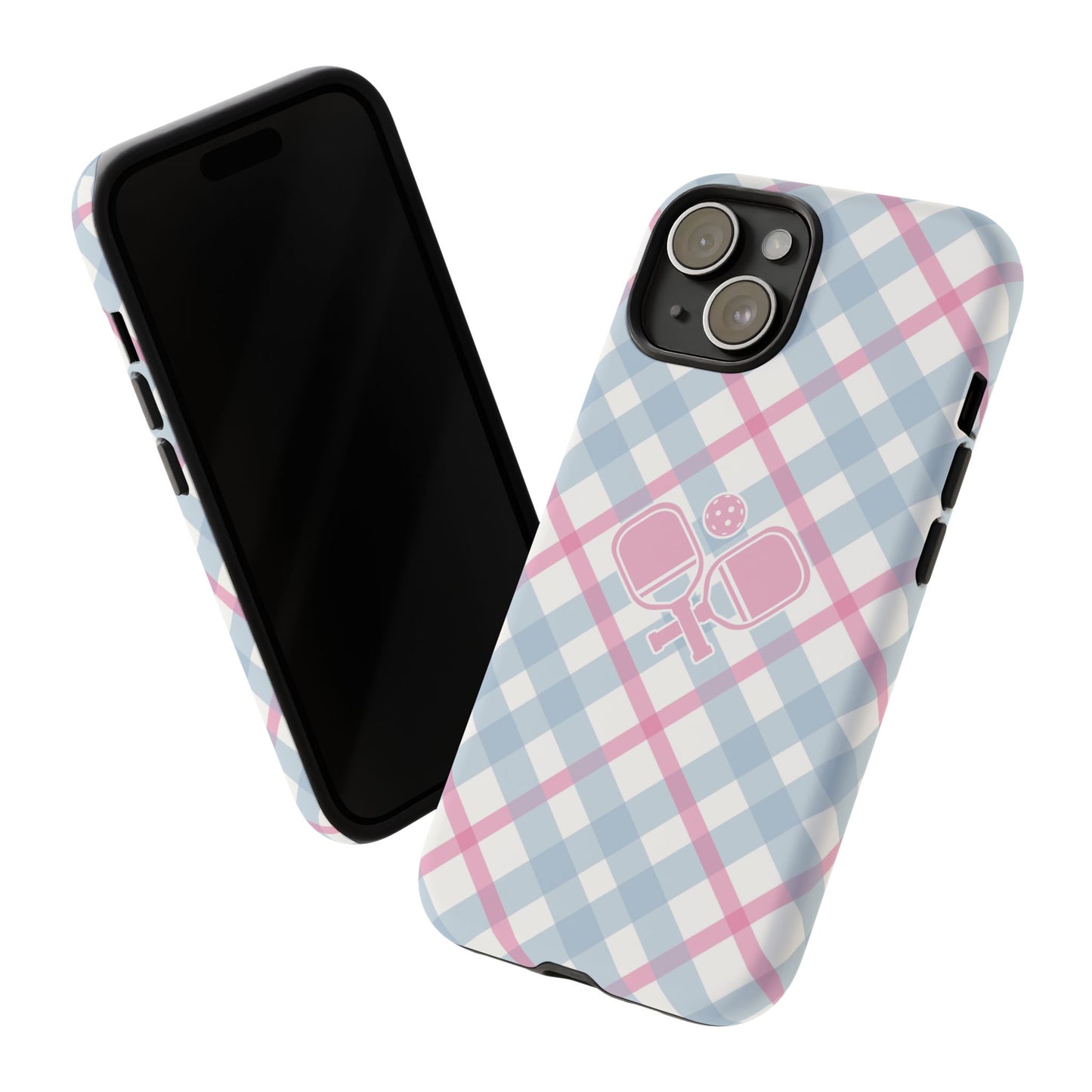 Pink & Blue Plaid Pickleball Phone Case
