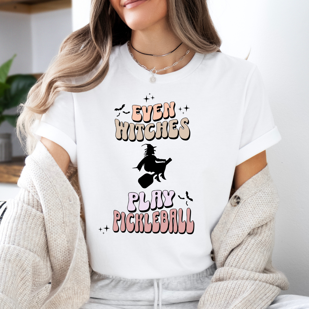 Even Witches Play Pickleball Unisex Tee