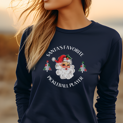 Santa's Favorite Pickleball Player Unisex Long Sleeve Tee