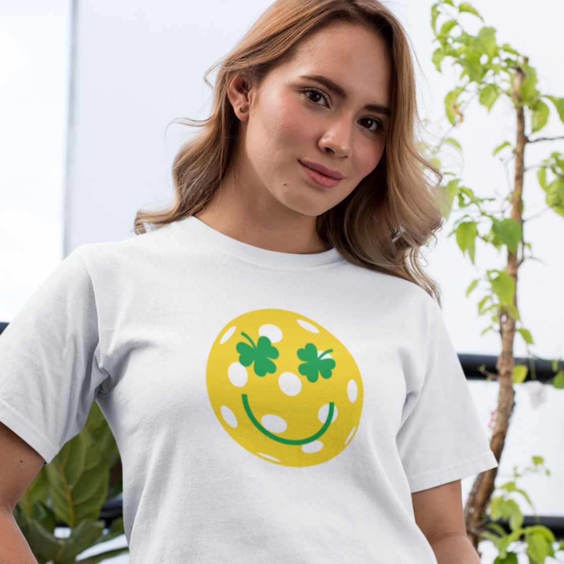 woman_wearing_st_patricks_day_shamrock_smiley_face_tee